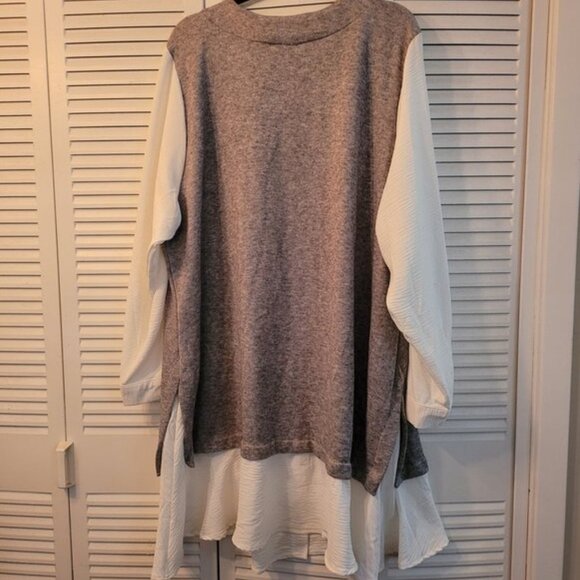 DKNY, Dress, Top, Gray and white, 3X, - Picture 3 of 6